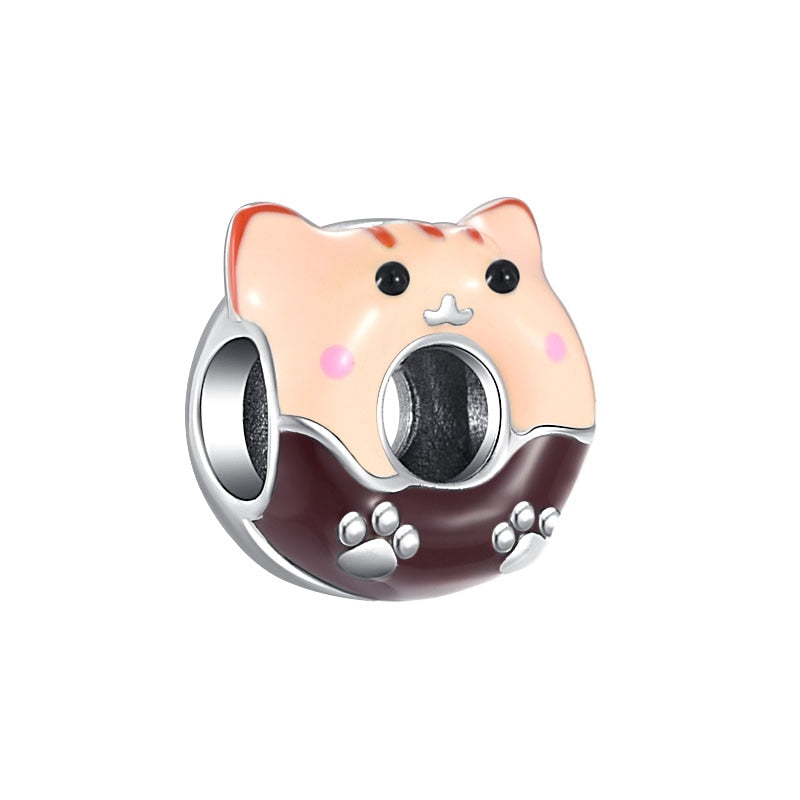 Berloque em prata - Charm My Life Donuts Gatinho