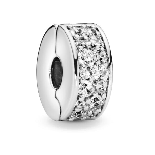 Cubic Zirconia White Pave Fixed Clip Charm