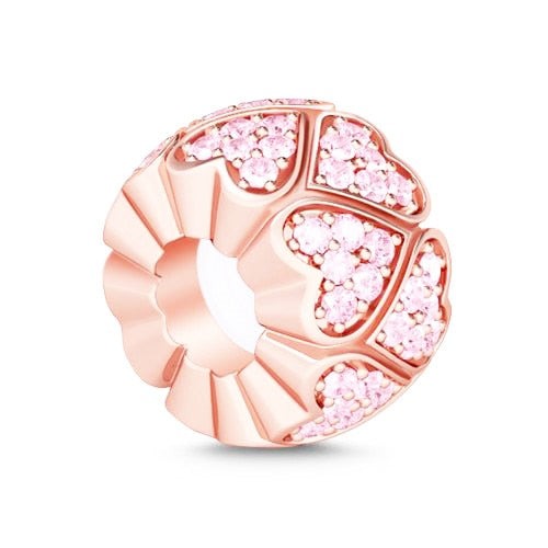 925 Sterling Silver Rose Gold-Plated Pink Hearts Charm