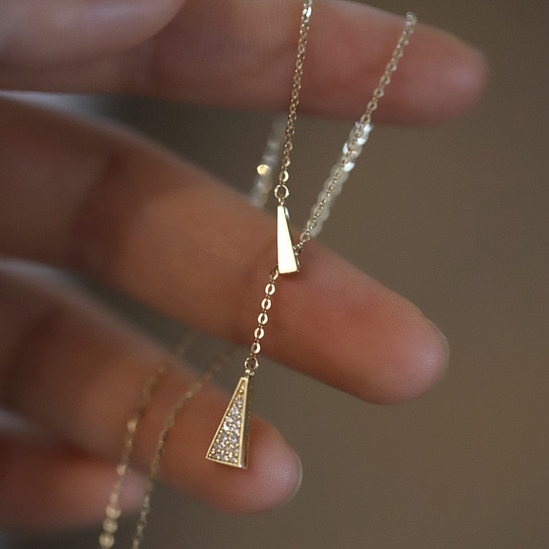 Colar Fashion Minimalista Pingente mit Zirkonia Folheado a Ouro