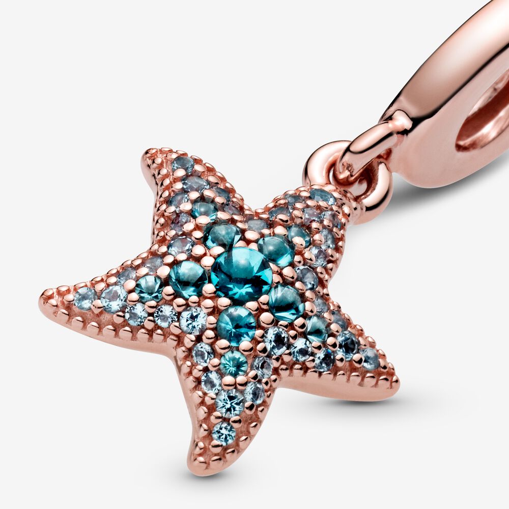 Rose Gold-Plated Sparkling Starfish Charm