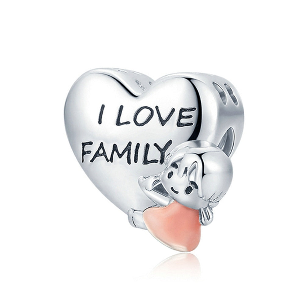 Charm 925 Sterling Silver - I Love Family