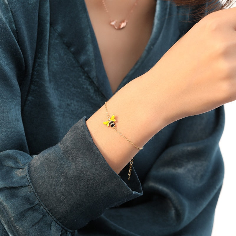 Pulseira Abelinha Folheado a Ouro