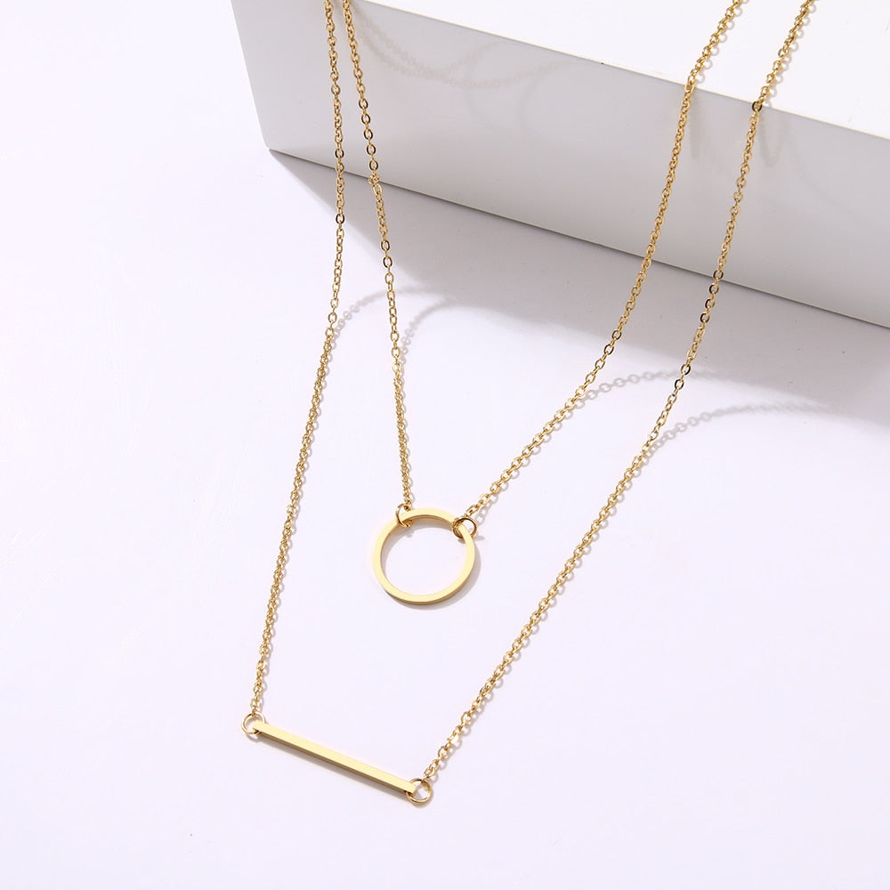 Colar Duas Voltas Minimalista Folheado a Ouro ou Prata