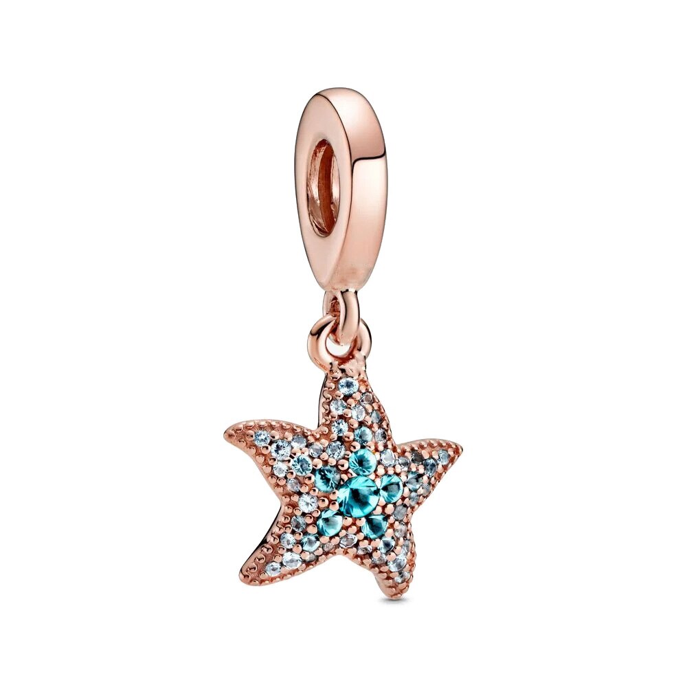 Rose Gold-Plated Sparkling Starfish Charm
