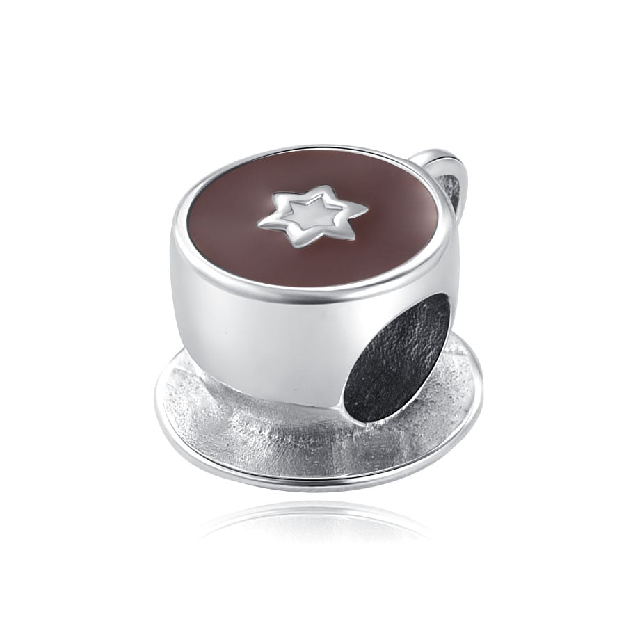 Charm 925 Sterling Silver - Coffee with Star