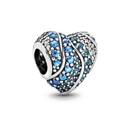 Aqua Heart Multi-Colored CZ & Crystals Charm