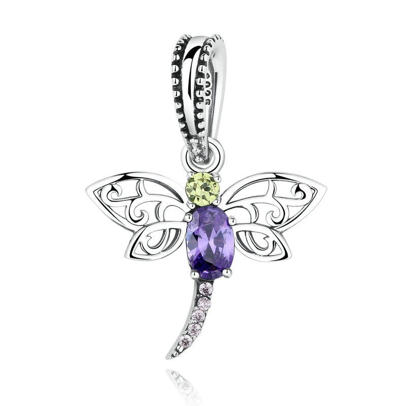 Pingente em Prata - Charm My Life Libélula Violeta