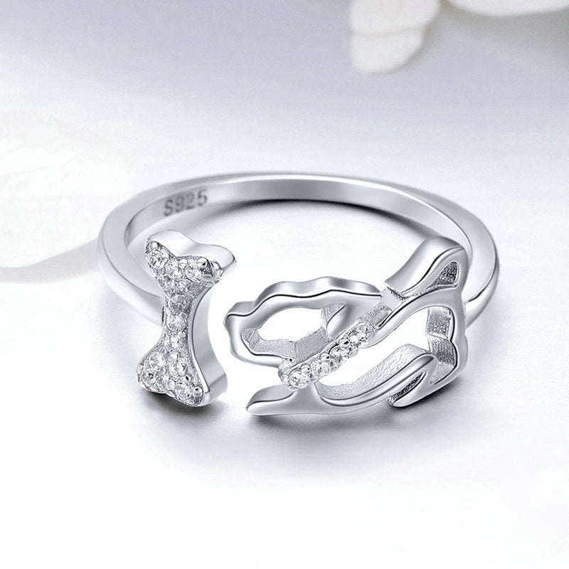 925 Silberring mit Zirkonia - Dog Memories