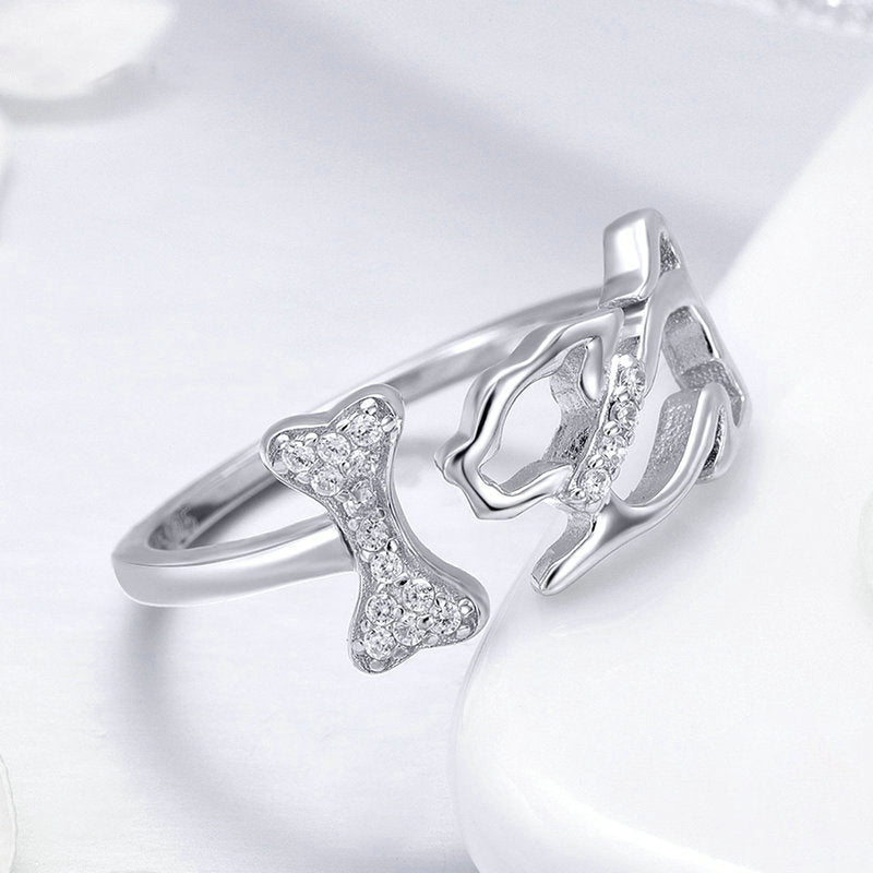 925 Silberring mit Zirkonia - Dog Memories