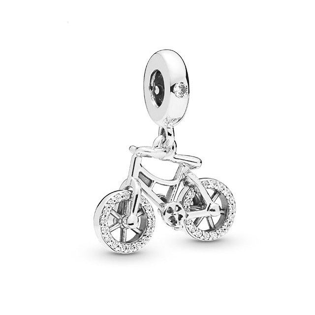 Bicycle Bike Silver Dangle Pendant