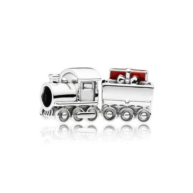 925 Sterling Silver & Enamel Christmas Train Charm