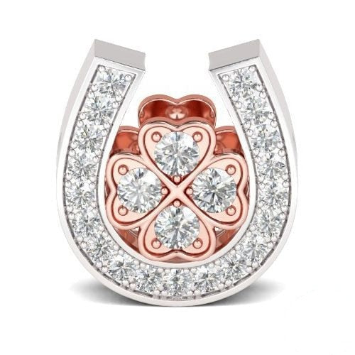 Four Leaf Clover in Horseshoe Rose Gold Charm