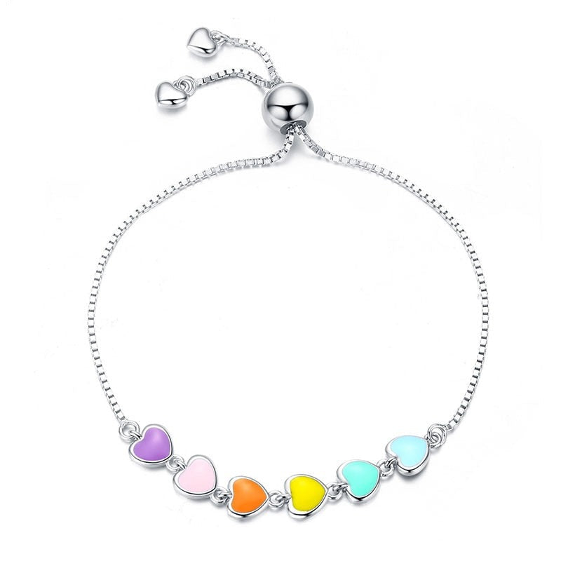 Pulseira Love in Prata 925 mit harzigen Herzen