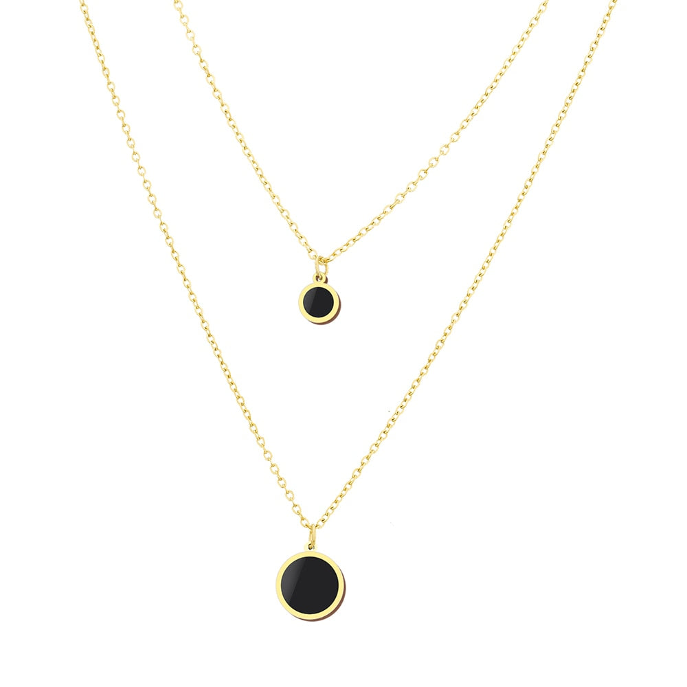 Colar Duas Voltas Pingente em Acryl Folheado a Ouro ou Prata