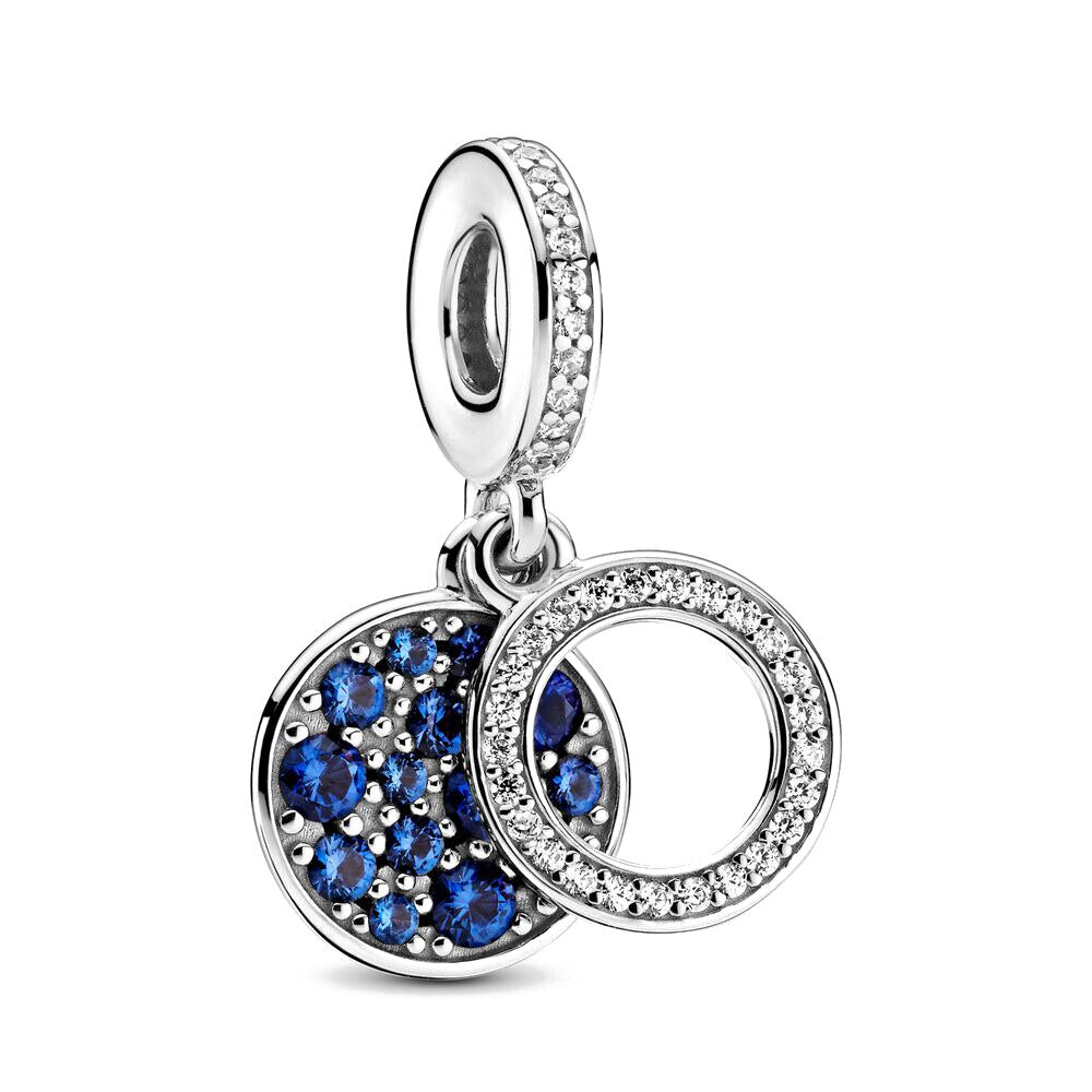 Sparkling Blue Disc Double Dangle Charm
