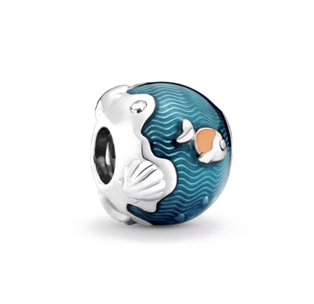 Shimmering Ocean Waves & Fish Charm