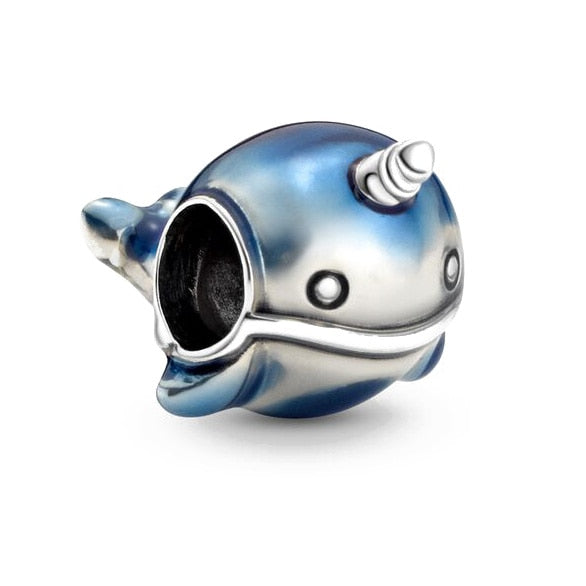 Shimmering Deep Blue Enamel Narwhal Charm