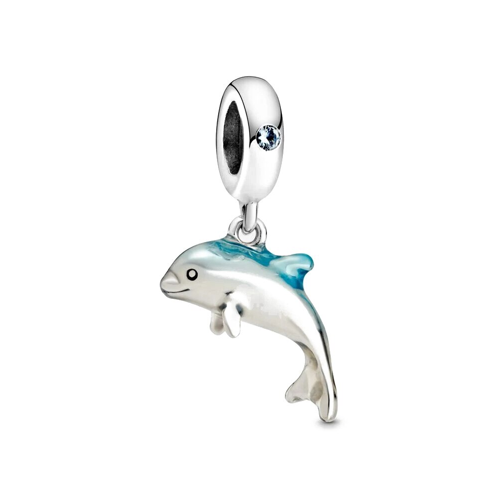 Sterling Silver Shimmering Dolphin Dangle Charm