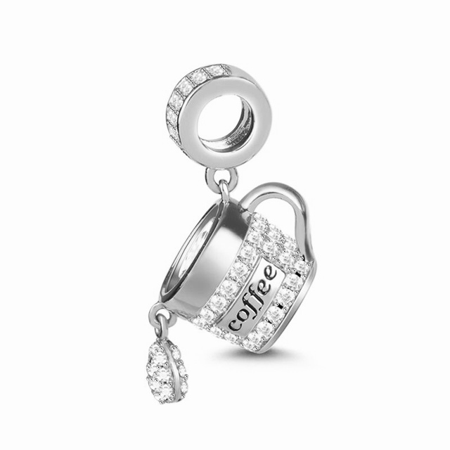 Coffee 925 Sterling Silver Bracelet Charm