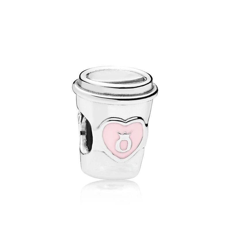 Take a Break Kaffeetasse Silber Charm mit rosa Emaille