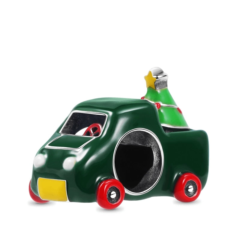 Green Truck with Christmas Tree Charm Bead