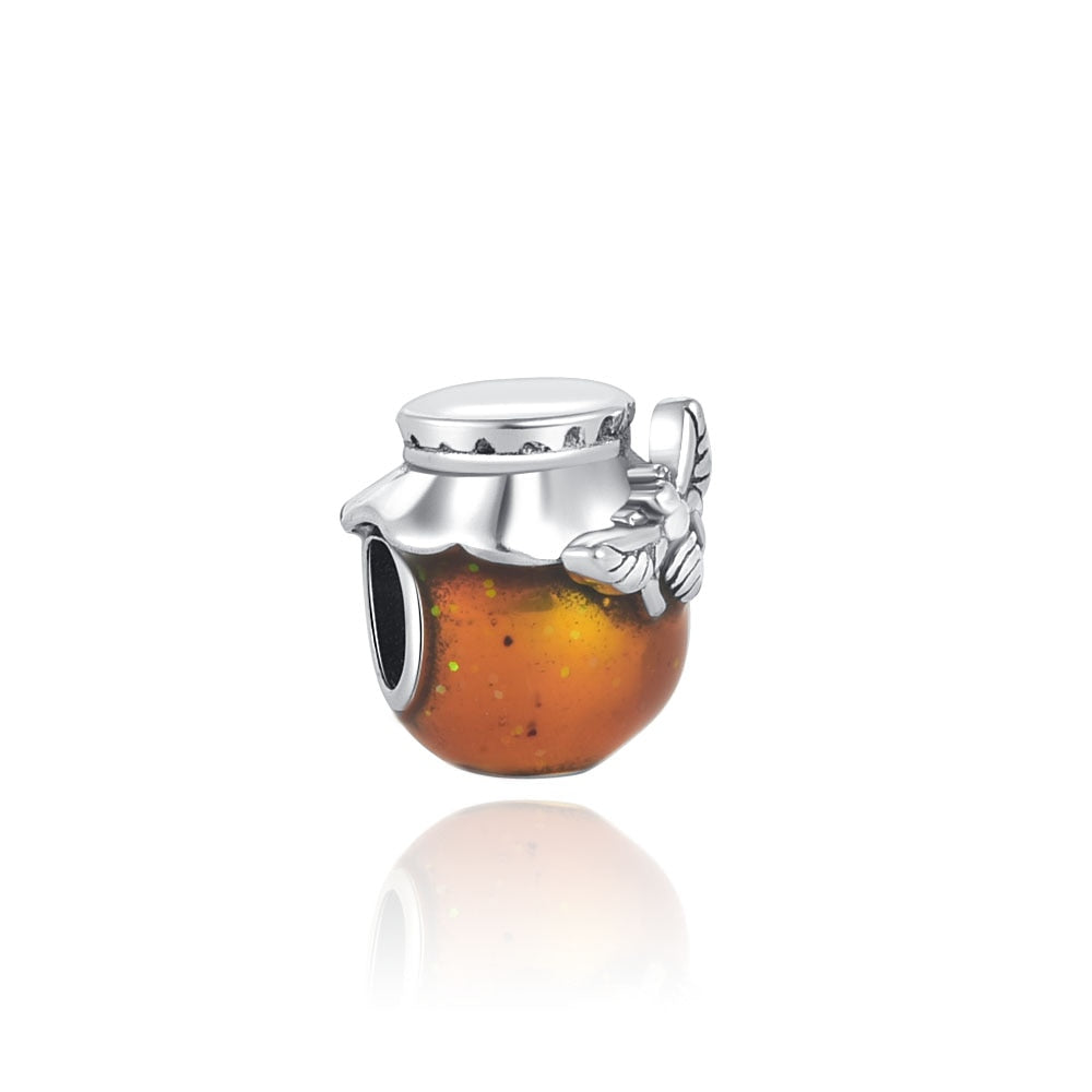Sterling Silver Bee & Honey Jar Charm