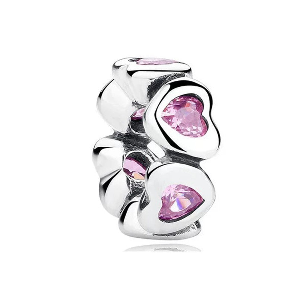 Pink Brilliant Hearts Charm