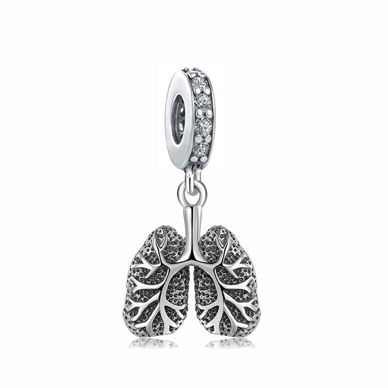 Sterling Silver Lung Profession Charm Bracelet