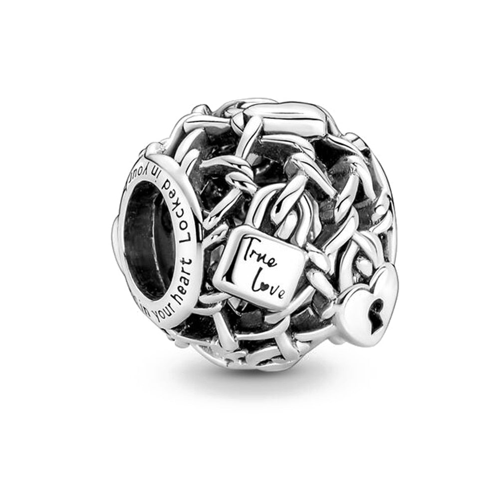 Openwork Chain Link Padlock Charm