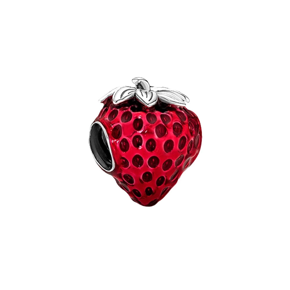 925 Sterling Silver Seeded Strawberry Fruit Charm