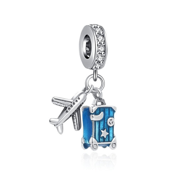 Charm 925 Sterling Silver - I Love Traveling
