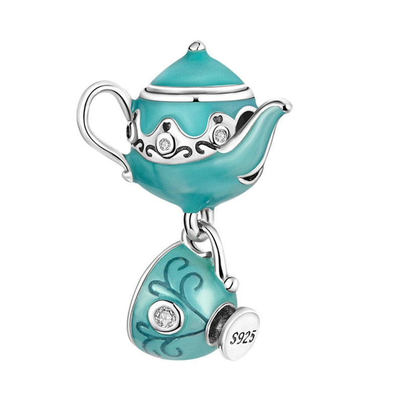Green Enamel Magic Tea Pot Cup Charm