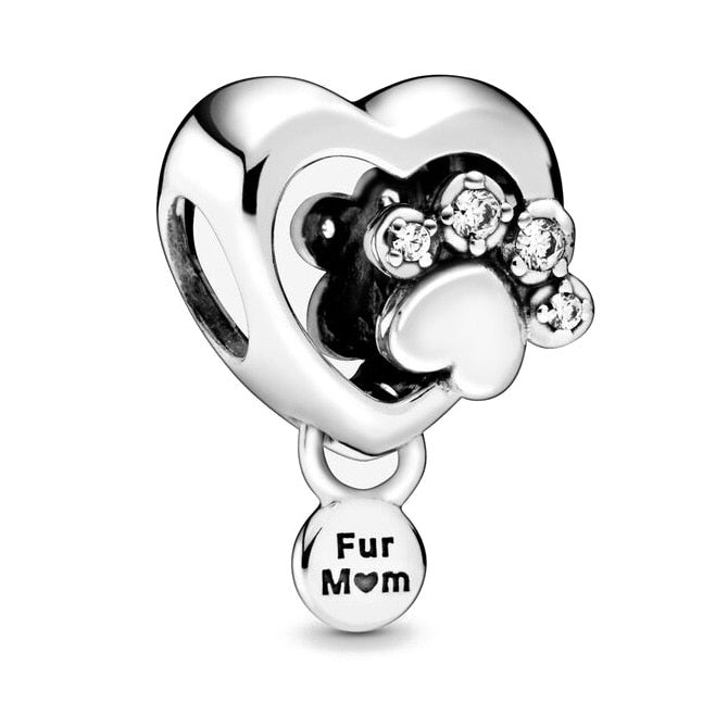 Pandora Sparkling Paw Print & Heart Charm