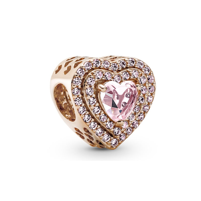 14K Rose Gold-Plated Sparkling Levelled Heart Charm