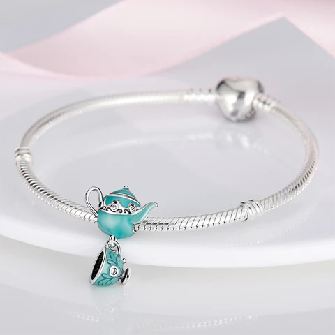 Green Enamel Magic Tea Pot Cup Charm