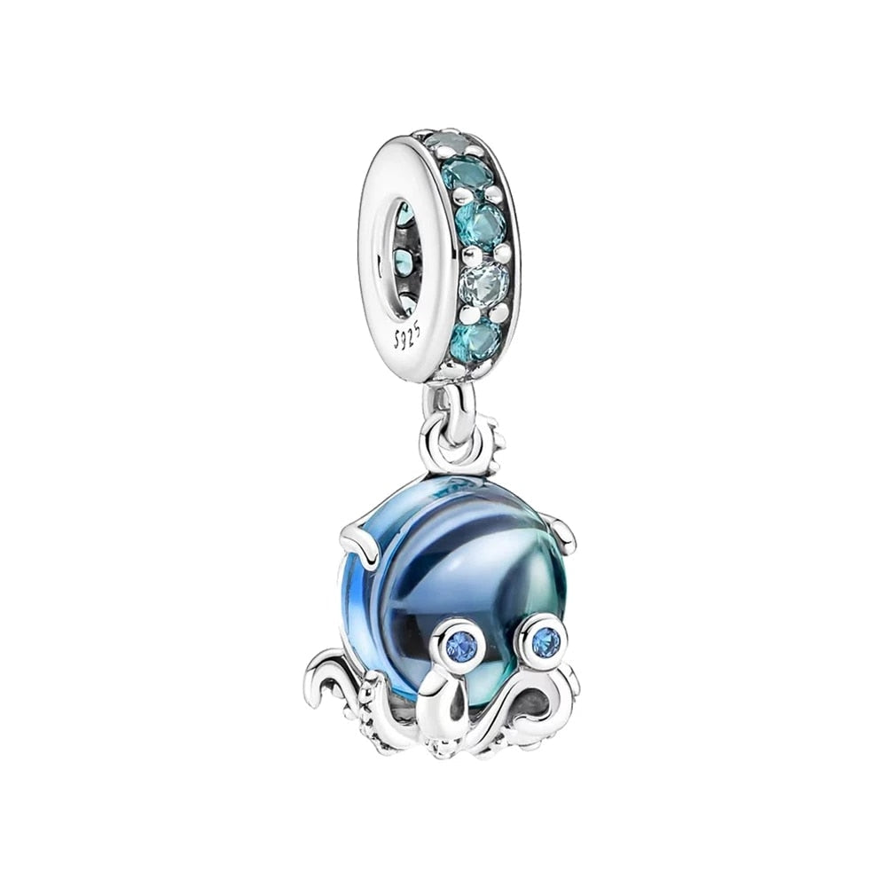 Murano Glass Cute Octopus Dangle Charm