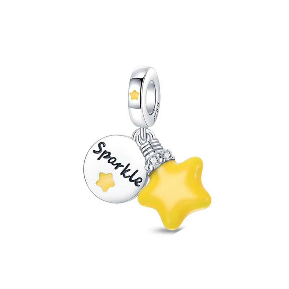 925 Sterling Silver Star Crystal Charm