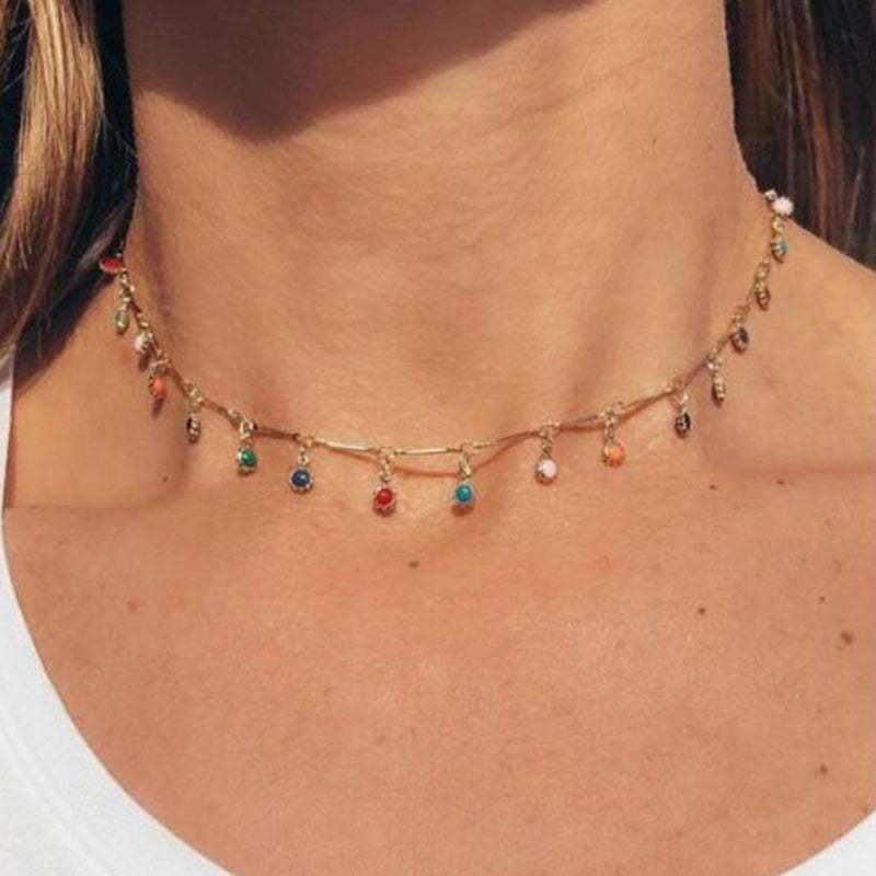 Choker Multicolorida folheada a ouro
