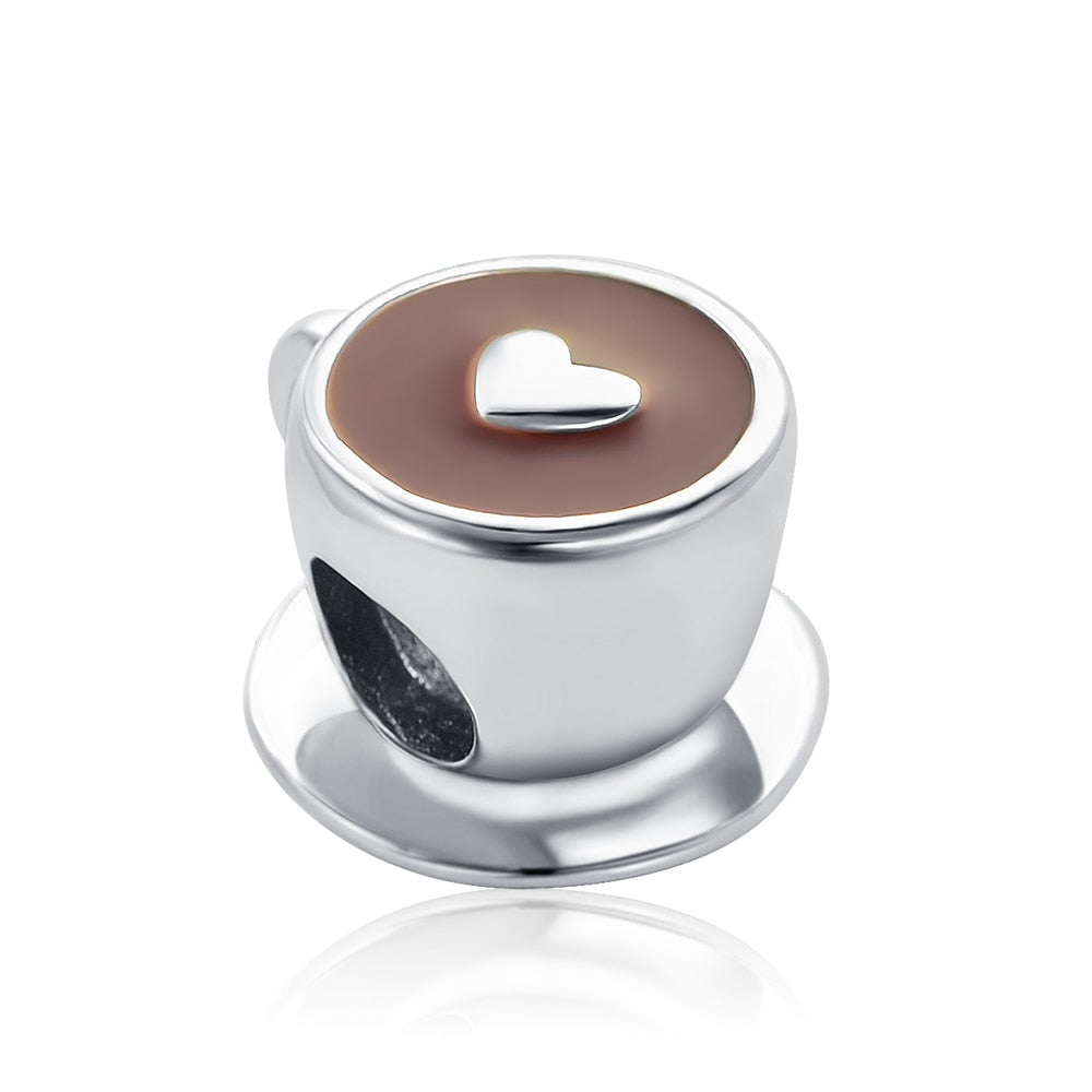Charm 925 Sterling Silver - Love Coffee