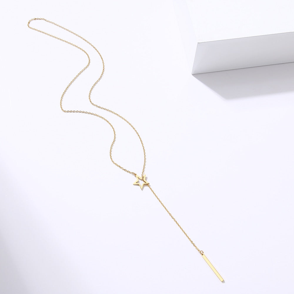 Colar Gravatinha Estrela Folheado a Ouro ou Prata