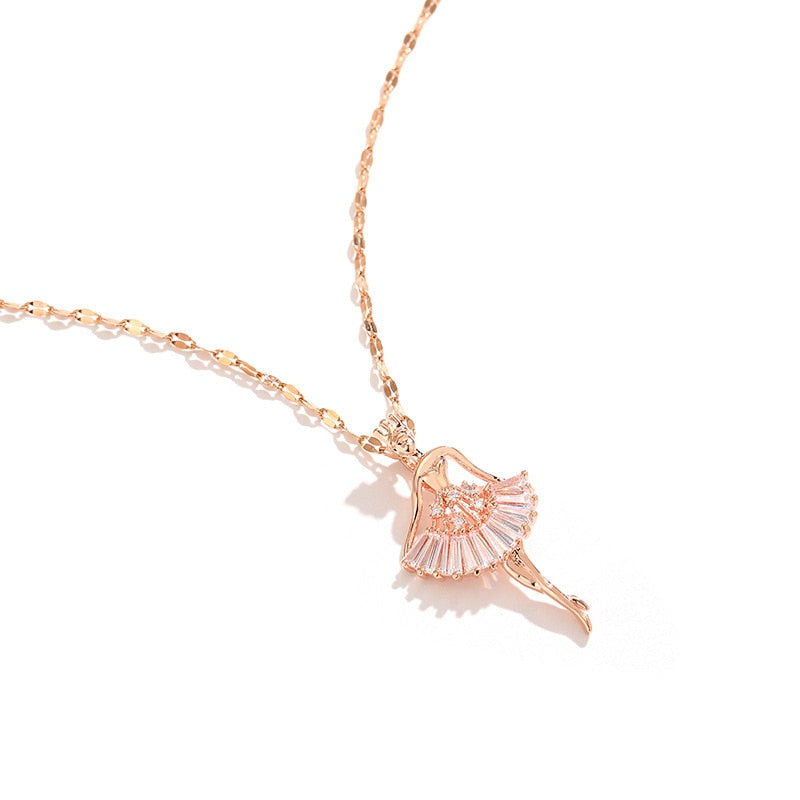 Colar Bailarina com detalhes em Zircônias Folheado a Ouro