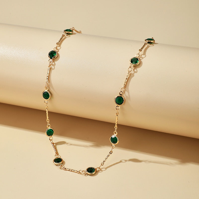 Choker Mymya com pedras de zircônias verde turmalina