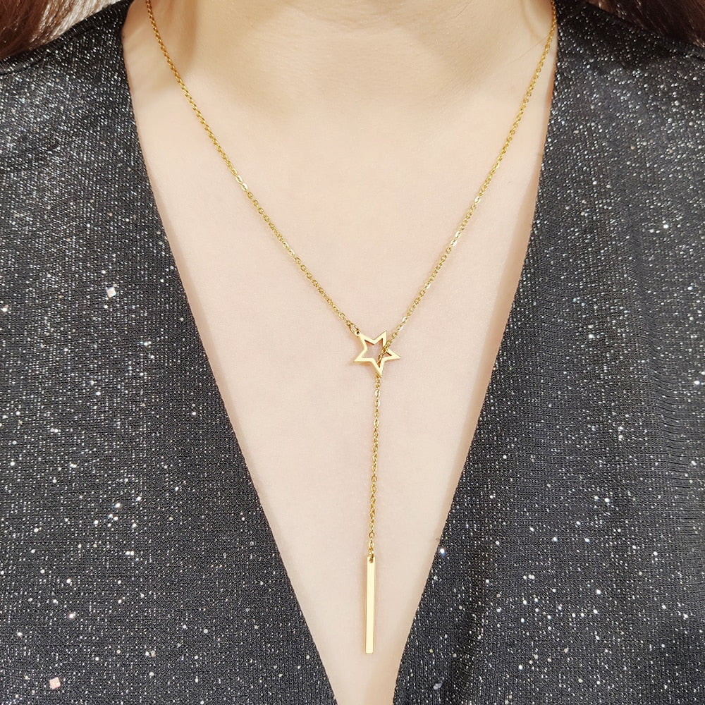 Colar Gravatinha Estrela Folheado a Ouro ou Prata