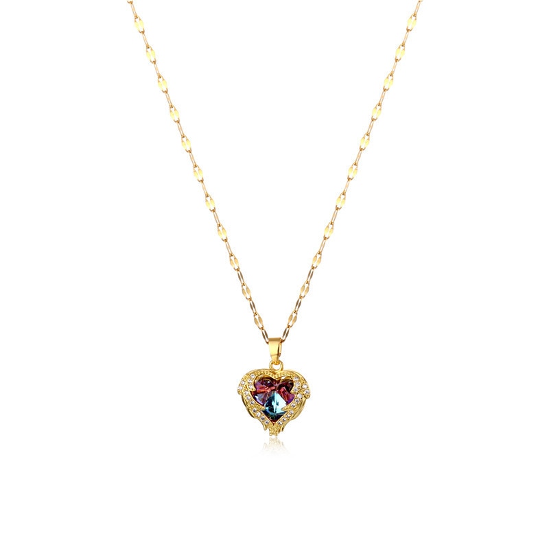 Colar Luxury Pingente de Coração Folheado a Ouro