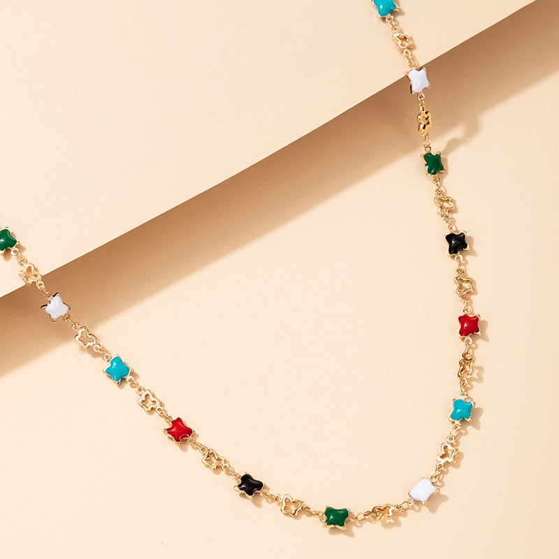 Choker Butterfly Multicolorida Folheada a Ouro