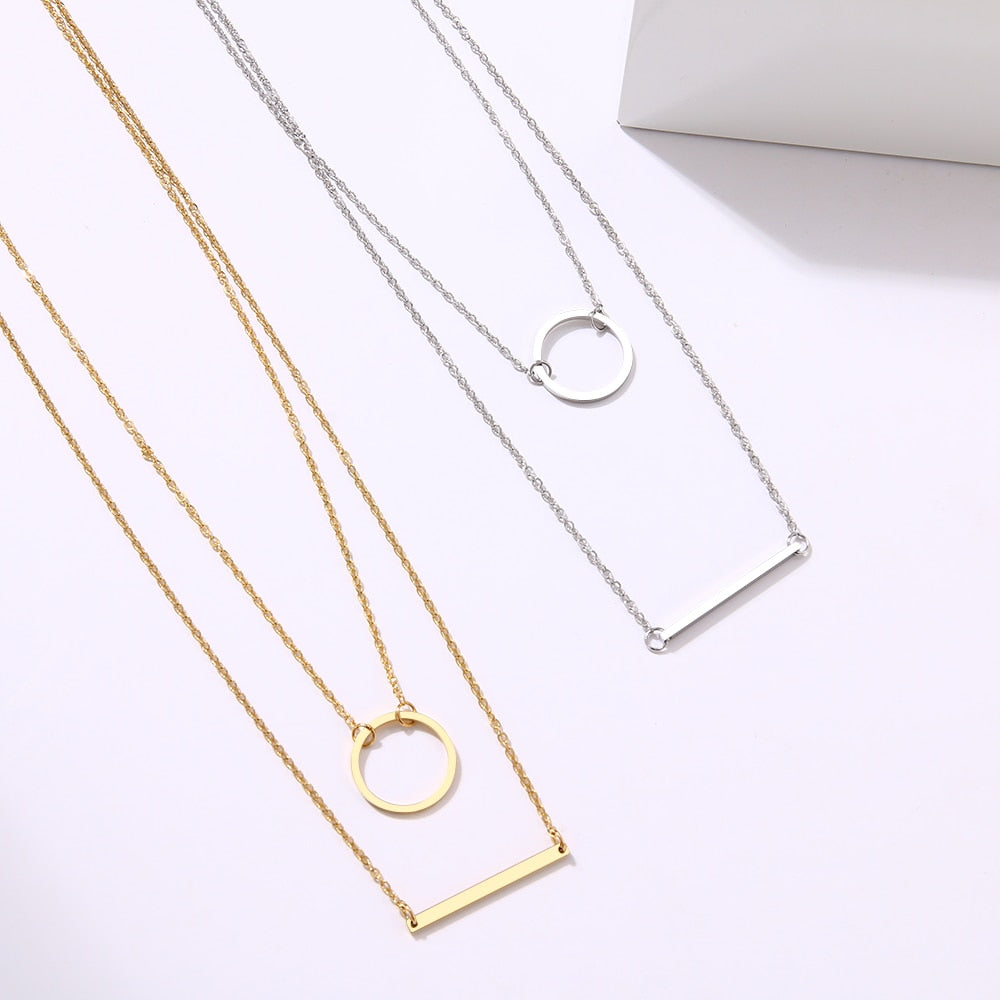 Colar Duas Voltas Minimalista Folheado a Ouro ou Prata