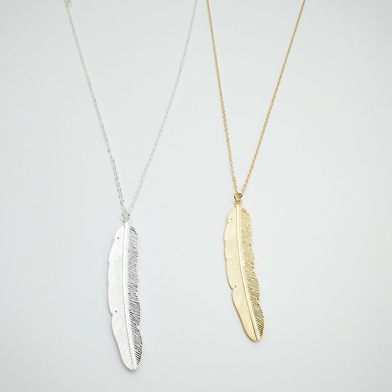 Colar Longo Foliage Folheado a Ouro ou Prata