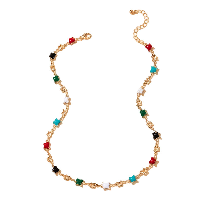 Choker Butterfly Multicolorida Folheada a Ouro