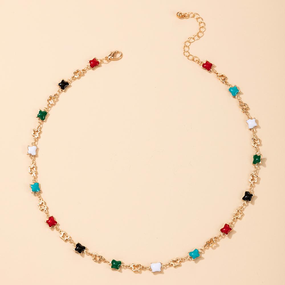 Choker Butterfly Multicolorida Folheada a Ouro